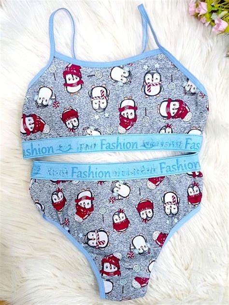 Kit 2 Conjunto Infantil Calcinha e Sutiã Bolsa Algodão Cotton Top Infanto Juvenil Lingerie