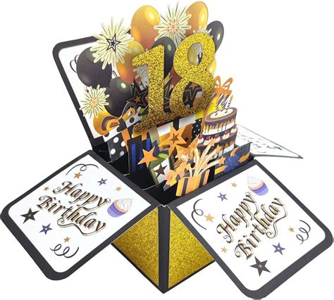 TSUWNO Carte D Anniversaire 18 Ans 3D Pop Up Avec Enveloppe Pour