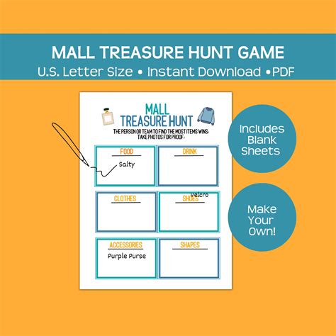 Mall Treasure Hunt Game Instant Pdf Download Scavenger Hunt For