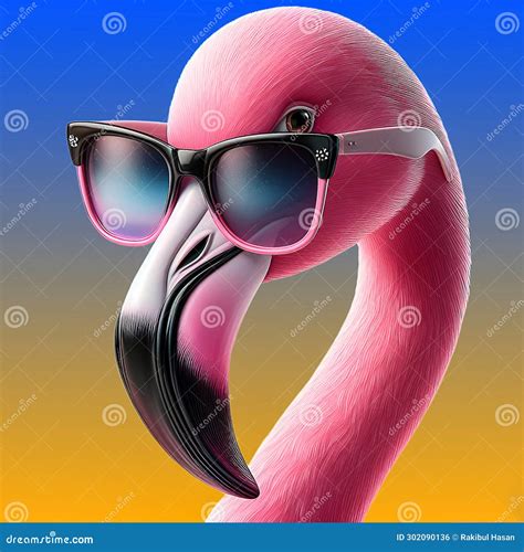 A Cute Flamingo Wearing Sunglass Stock Illustration Illustration Of