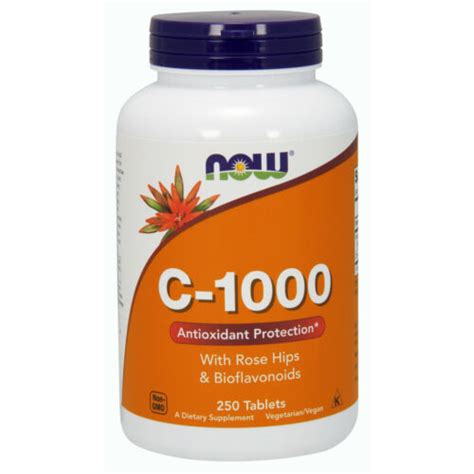 Vitamin C 1000 Ascorbic Acid With Rosehips Bioflavonoids 250 Tabs