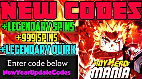 New Year Update My Hero Mania All New Codes Spin Codes Secret