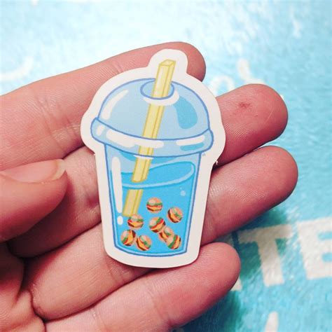 Boba Sticker Cute Sticker Kawaii Boba Sticker Boba Tea Etsy