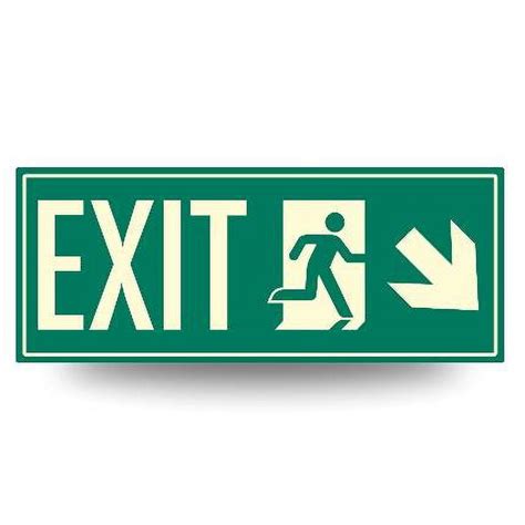 Low Proximity Photoluminescent Exit Sign Running Man Right Down Arrow