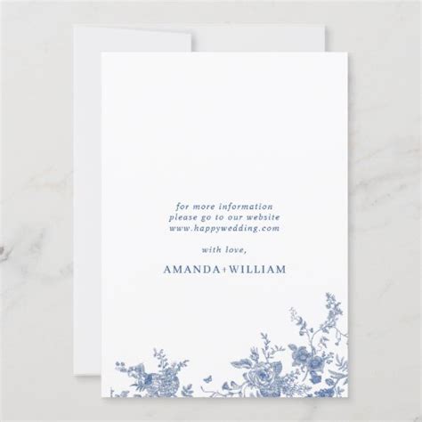 Elegant Blue French Garden Flowers Bridal Shower Invitation Zazzle