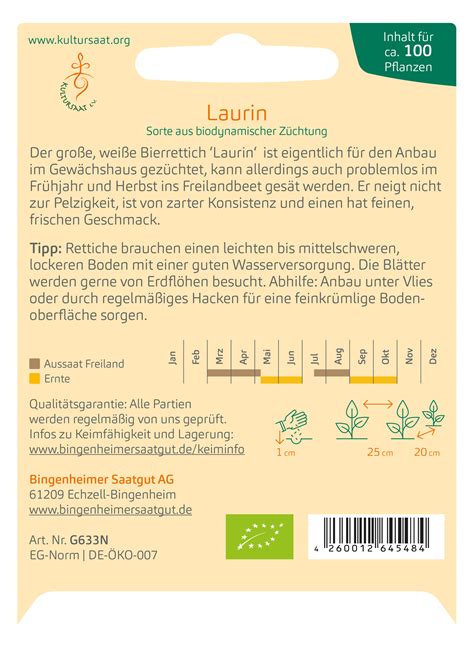 Rettich Laurin BIO Rettichsamen Von Bingenheimer Saatgut Samenhaus