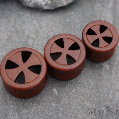 Cross Wooden Ear Gauges Wooden Ear Plugs Cross Ear Gauges Wooden