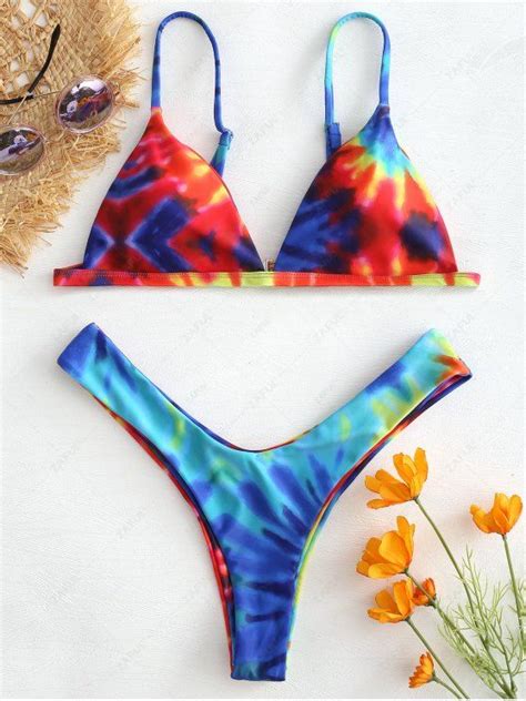 [35 Off] 2021 Tie Dye Thong Bikini Set In Multi Zaful