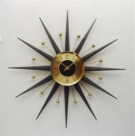 Mid Century Starburst Clock Serviced Atomic Era Design By Welby Mid