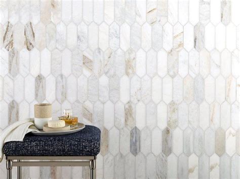 Bianco Orion Picket Polished Marble Mosaic Marble Mosaic Marble