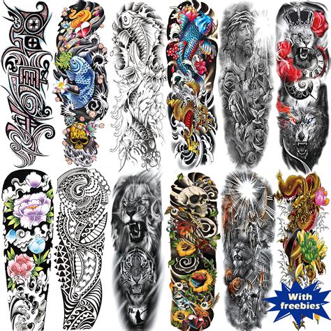 Buy Aresvns Full Arm Temporary Tattoos For Men And Women Sheets