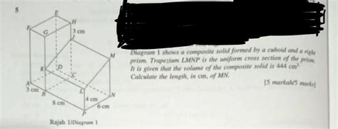 Solved Diagram 1 Shows A Composite Solid Formed By A Cuboid And A