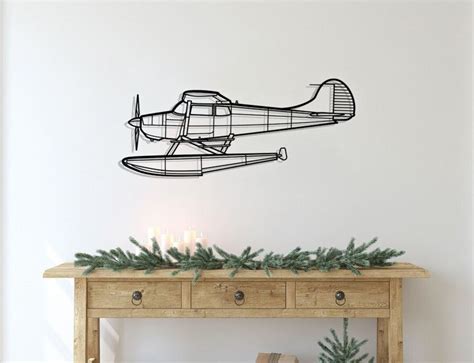 Cessna 170B Float Silhouette Metal Wall Art, Airplane Silhouette Wall ...