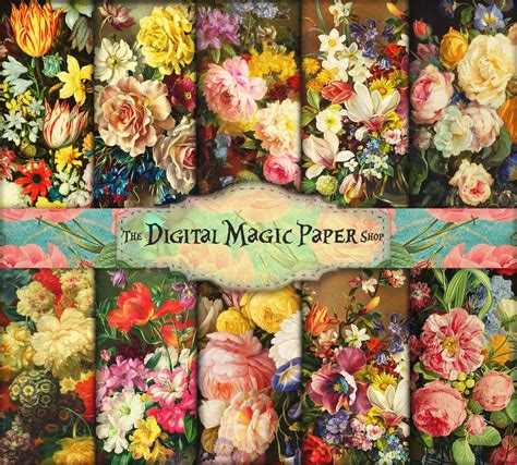 Vintage Roses Decoupage Papers Floral Digital Paper Roses Etsy