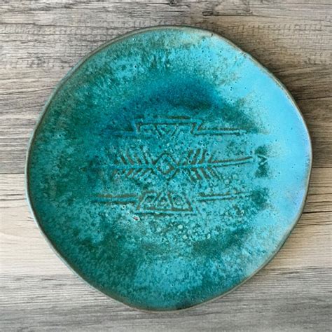 Items Similar To Ceramic Plate Turquoise Color Southwestern Style Modern Dinnerware Platter