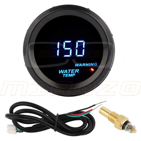 MIROZO Car Black 2 52mm Blue Digital LED Electronic Water Temp Gauge