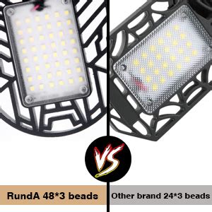 RUNDA LED Garage Lights 60W Deformable Garage Ceiling Light 6000LM E26