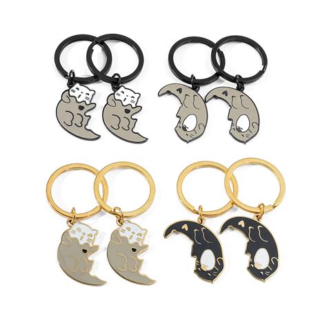 Individualized Creativity A Pair Of Cat Keychains Puzzle Stainless