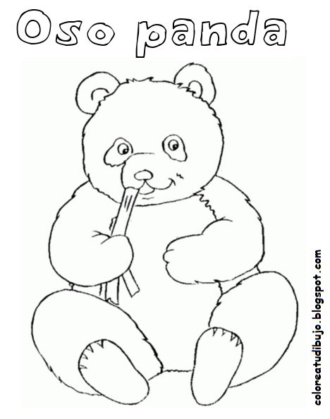 Oso Panda Comiendo Bamb Para Colorear Colorea Tus Dibujos