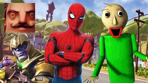 Hello Neighbor New Secret Neighbor Baldi Thanos Spider Man Aaron