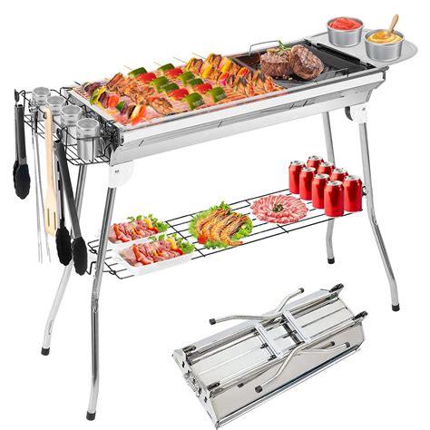 TeqHome Portable Charcoal Grill Upgraded Folding Large Barbecue