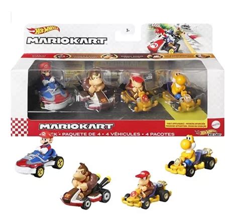 Pack 4 Mario Kart Edición 2022 Hot Wheels Cuotas sin interés