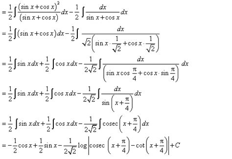 Integration Of Cosec X Derivative Trigonometrical Functions