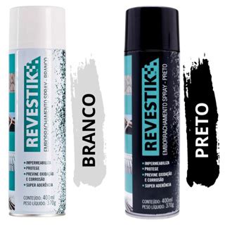 Kit 2 Revestik Borracha Líquida Spray Impermeabilizante Preto Branco