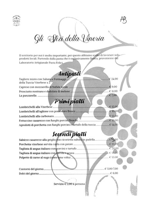 Carte et Menus 2024 Vineria San Lorenzo à Viterbo TheFork