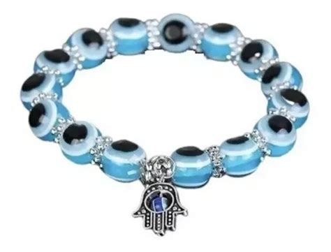 Pulsera Ojo Turco Mano De Fatima Mal De Ojo Chakras Azul Meses Sin