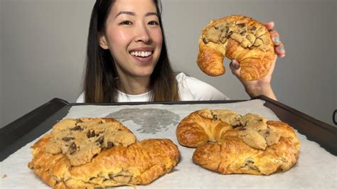 Viral Crookie🥐🍪 Croissant And Chocolate Chip Cookie Mukbang Asmr Eating Sounds Youtube