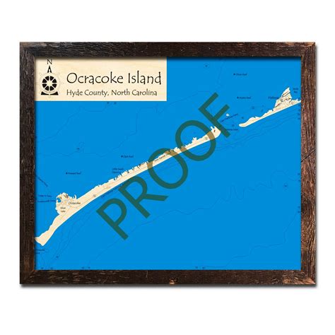 Wooden Ocracoke Island Map, Outer Banks, North Carolina, 3D Wood Map ...