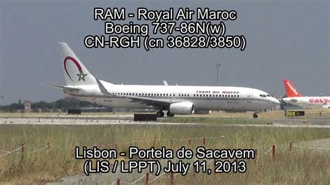 RAM Royal Air Maroc Boeing 737 86N W CN RGH Cn 36828 3850 YouTube