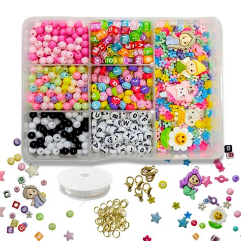 Kit Miçanga Infantil Para Fazer Pulseira Pingente 1350pç Coloridas