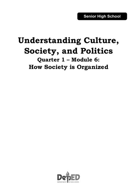 UCSP Q1 MODULE 6 Understanding Culture Society And Politics Quarter