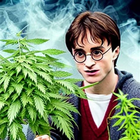 Harry Potter Smoking Weed Surrounded By Weed Plants Stable