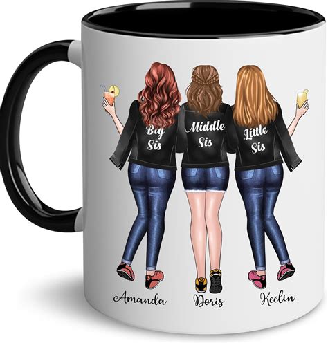 Amazon WHIDOBE Personalized Sister Mug 3 Sisters Custom 11oz