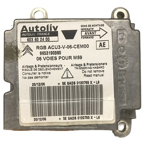 Citroen Berlingo Peugeot Partner Airbag Ecu Autoliv