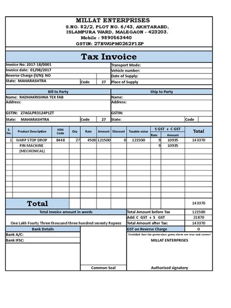 How To Make Gst Bill Format In Word Printable Online