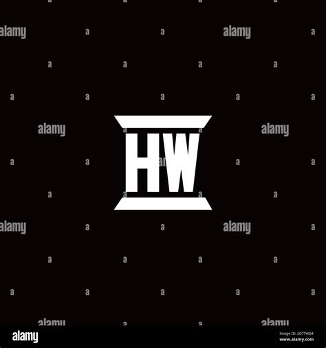 Hw Logo Initial Letter Monogram With Pillar Shape Design Template