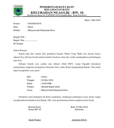 15 Contoh Surat Undangan Resmi Untuk Berbagai Keperluan Semua Halaman