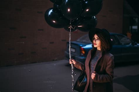 Wallpaper Black Women Model Depth Of Field Night Brunette Hat