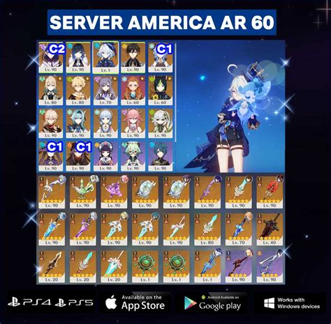 SERVER AMERICA AR 60 NOT ASIA Raiden Shogun C2 Ganyu C1 Hu