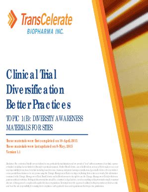 Fillable Online Clinical Trial Diversification Better Practices