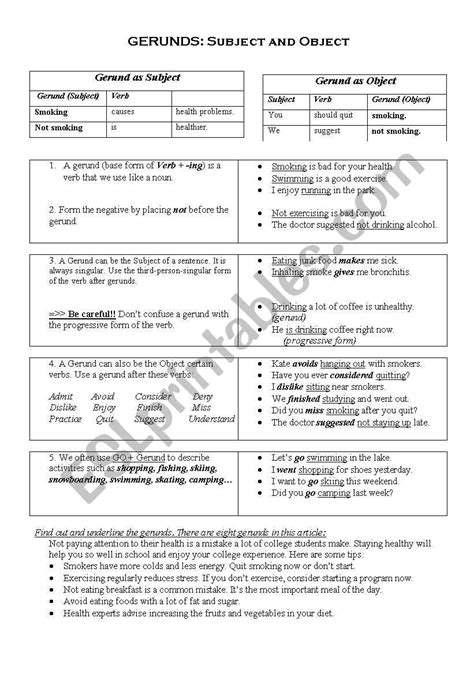 Gerund Practice Worksheets