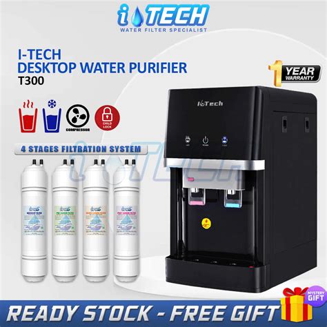 Hot Cold Tabletop Alkaline Water Purifier Dispenser T Compressor Cooling Stages