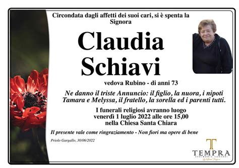 Funerali E Annunci Funebri A Priolo Gargallo Claudia Schiavi Funer24