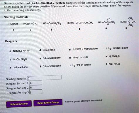 SOLVED Devise A Synthesis Of Z 4 Dimethyl 2 Pentene Using One Of The