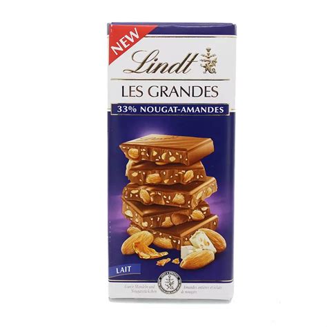 Lindt Les Grandes Lait 33 Nougat Amandes 150G Confiserie Du Bonheur