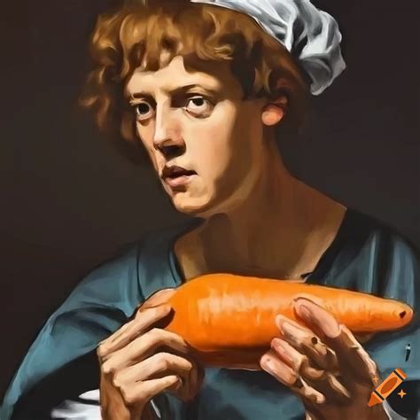 Jannik Sinner Atp Tennis Player Holding A Carrot In Caravaggio Style On